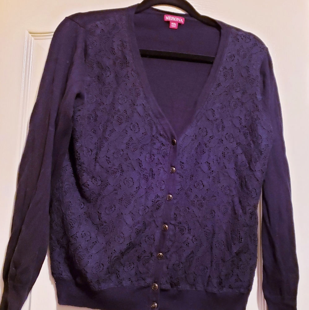 Black Lace Front Cardigan
